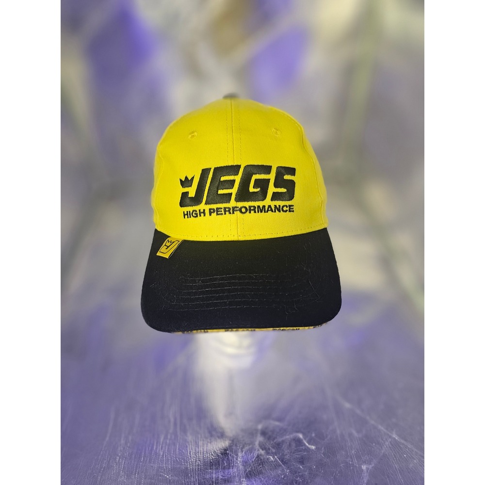 JEGS High Performance Racing Baseball Cap Hat Yellow Black Adjustable Strapback